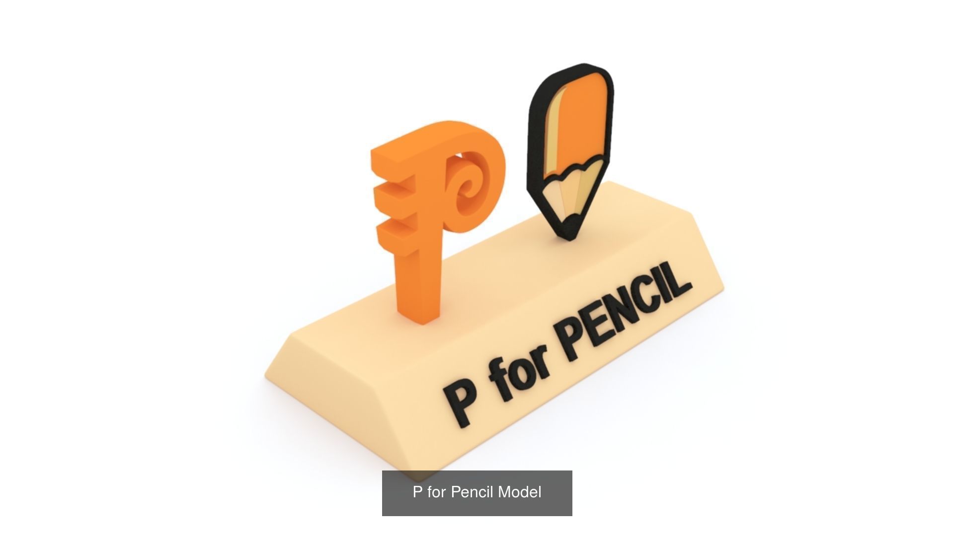 A to Z Letters with statue and words for kids learning 3D Model Collection_25