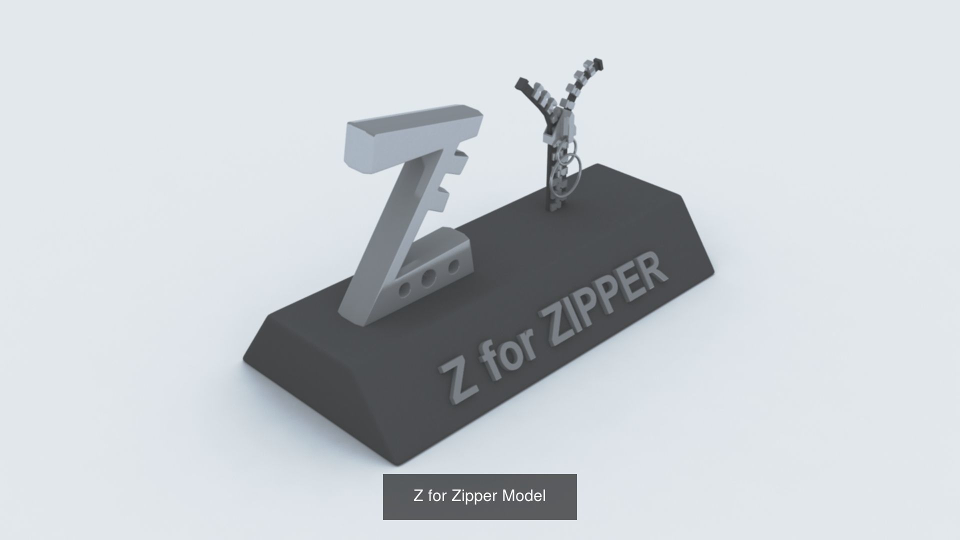 A to Z Letters with statue and words for kids learning 3D Model Collection_35