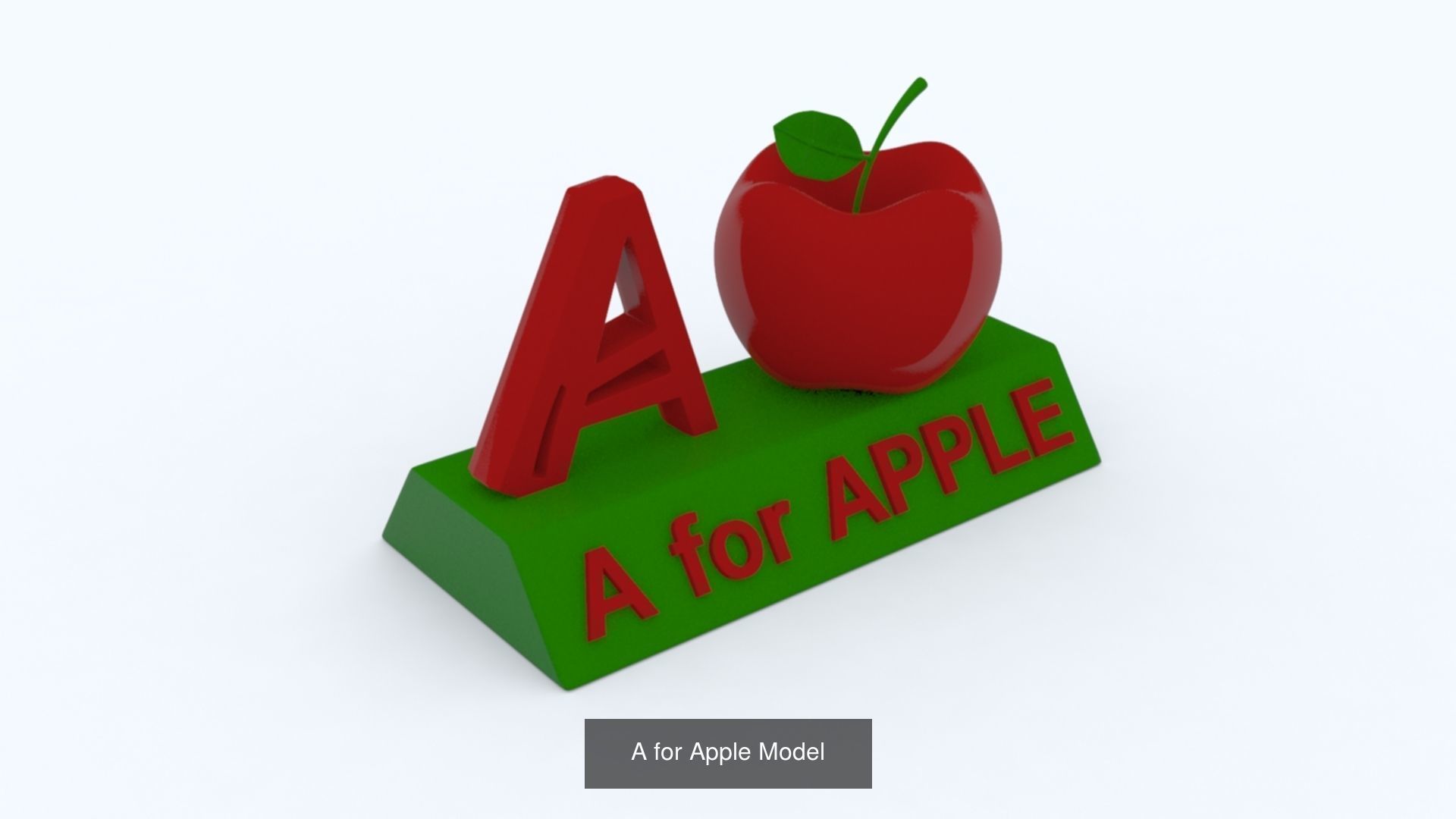 A to Z Letters with statue and words for kids learning 3D Model Collection_11