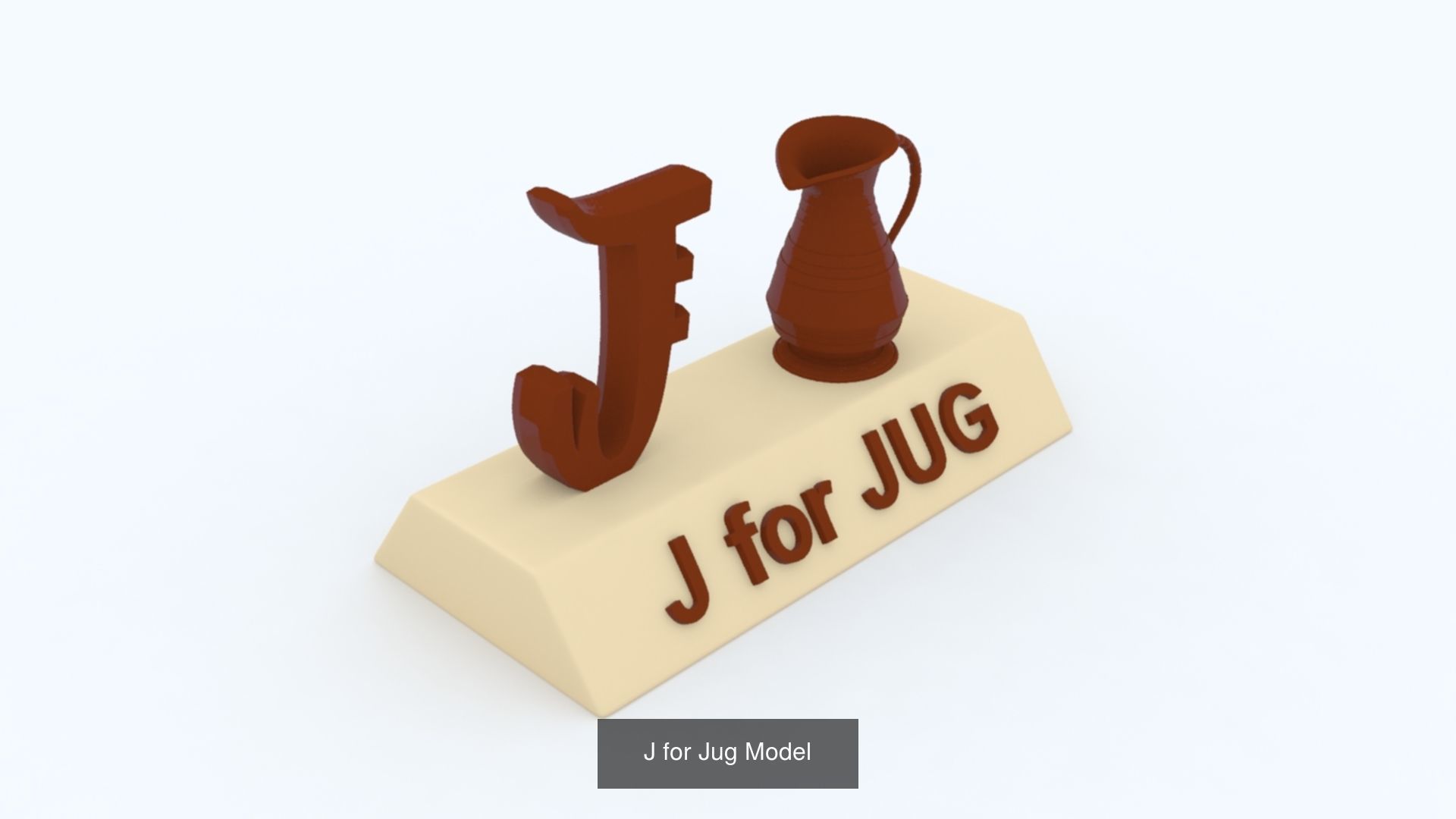 A to Z Letters with statue and words for kids learning 3D Model Collection_20