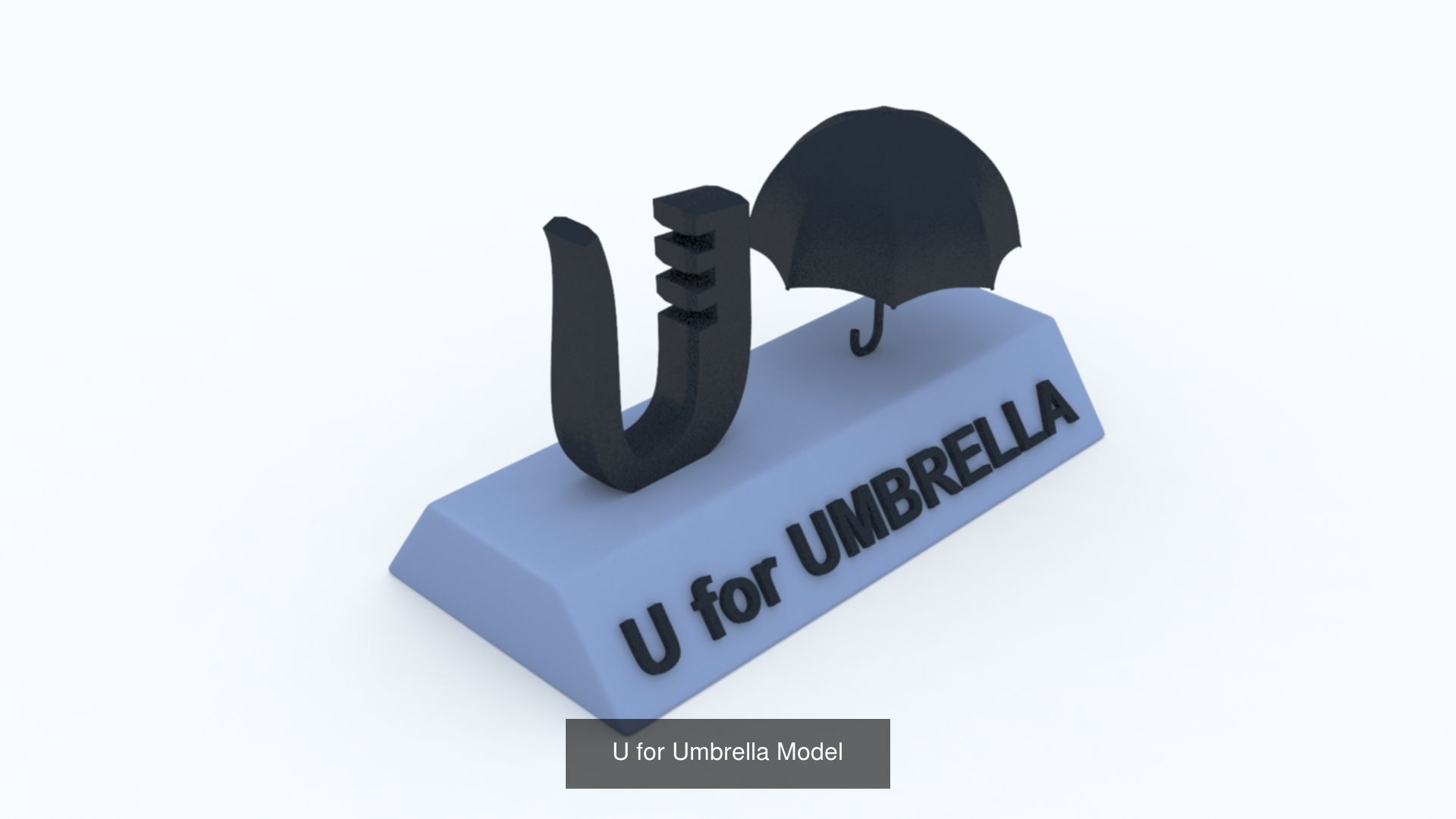 A to Z Letters with statue and words for kids learning 3D Model Collection_30