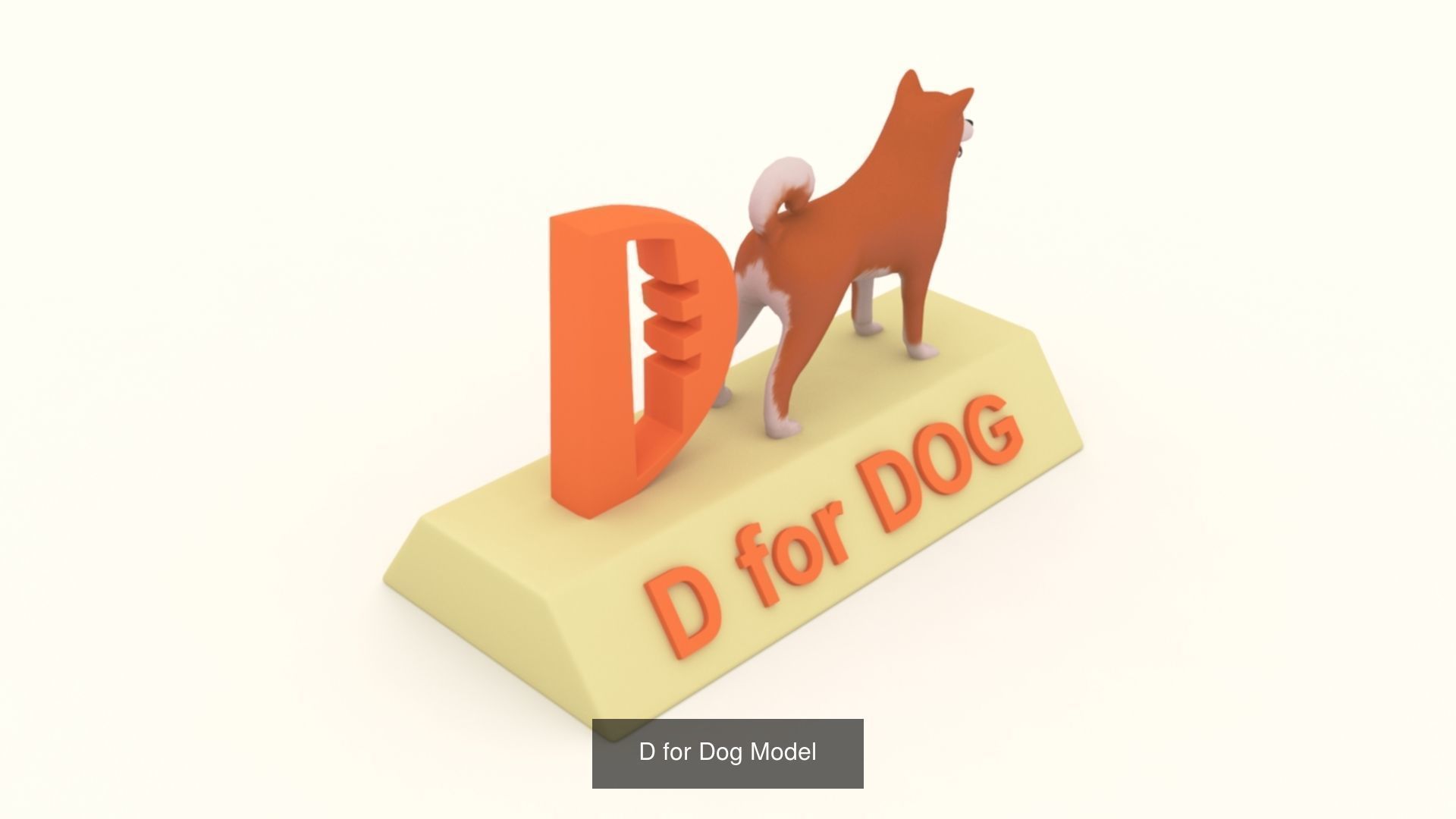 A to Z Letters with statue and words for kids learning 3D Model Collection_14