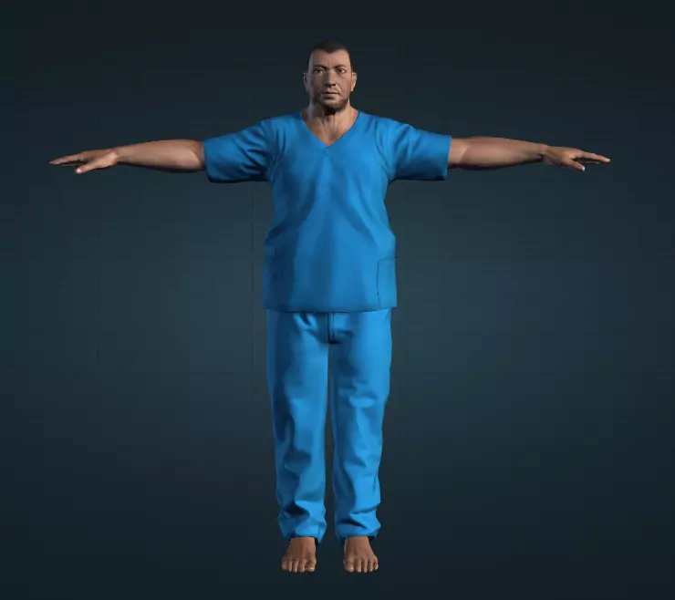 Fat man wearing scrubs Free 3D model