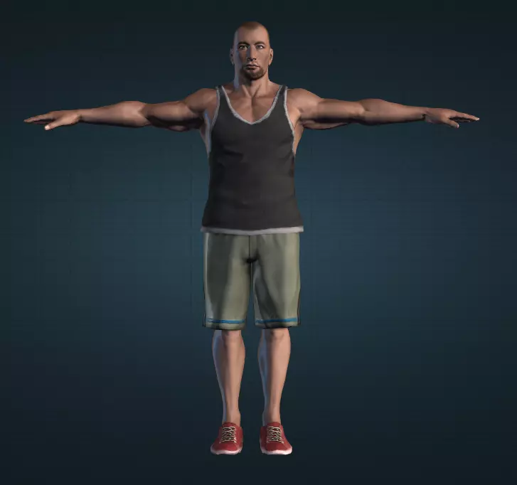 Muscular Man wearing workout clothes Free 3D model
