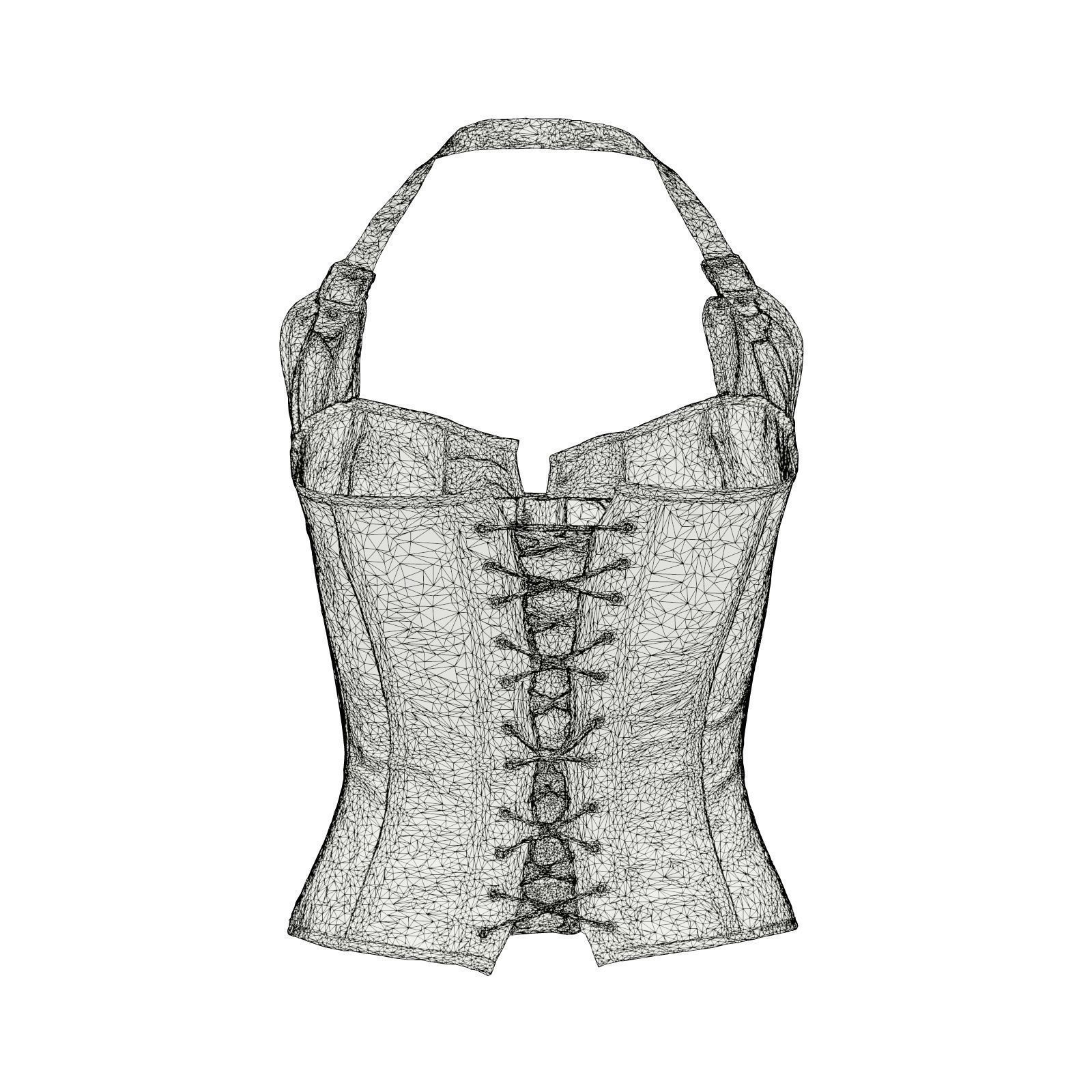Buckles And Laces Corset 3D model_7