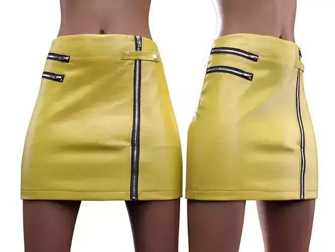 Buckled Zippers Skirt 3D model