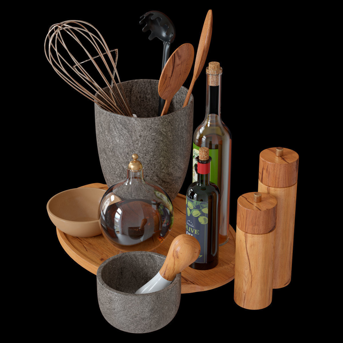 Kitchen decor set 3D model_2