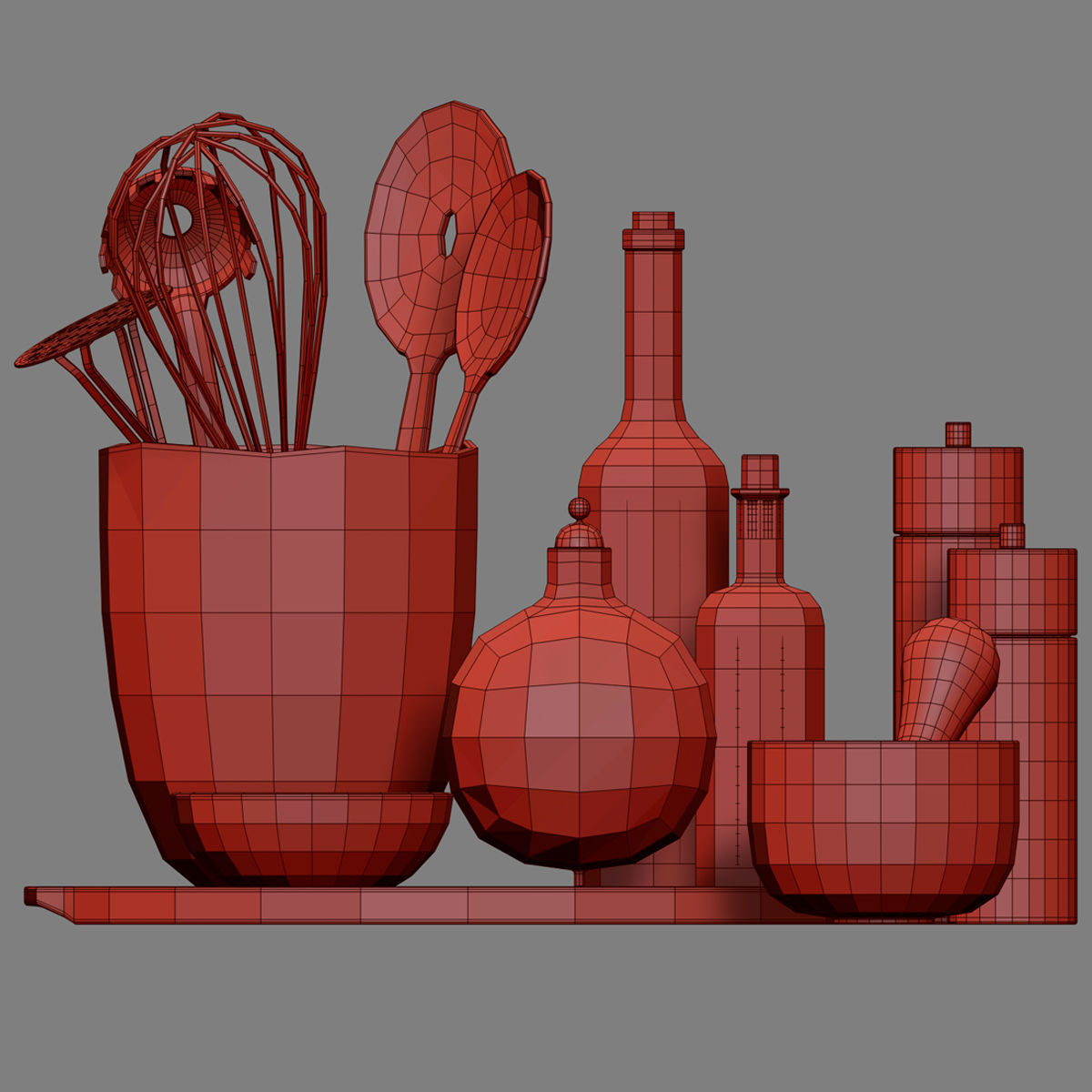 Kitchen decor set 3D model_6