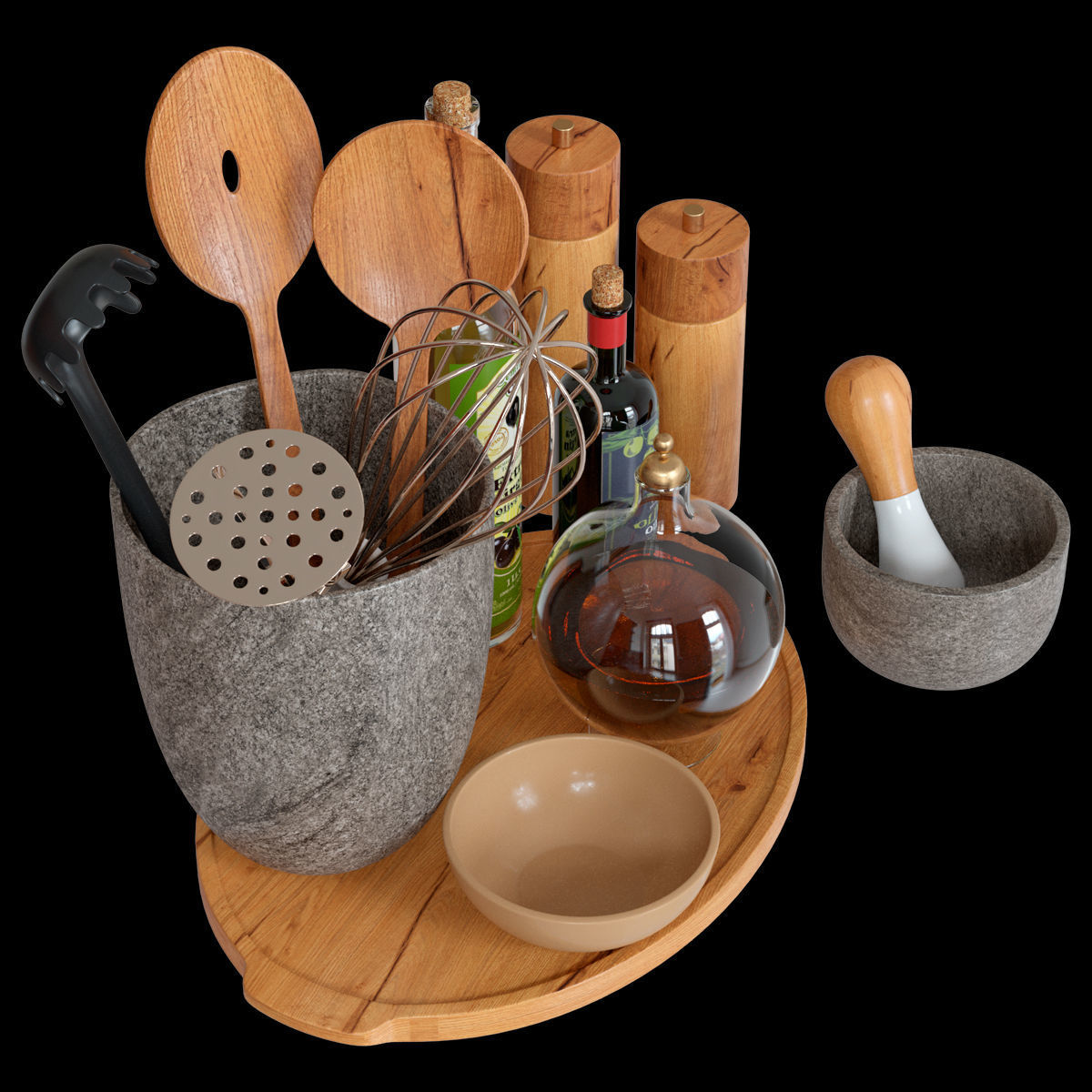 Kitchen decor set 3D model_1