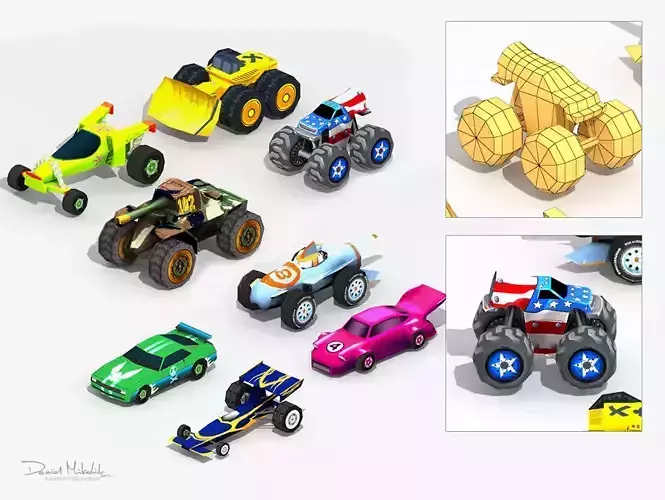 Low poly Cartoon Cars toys