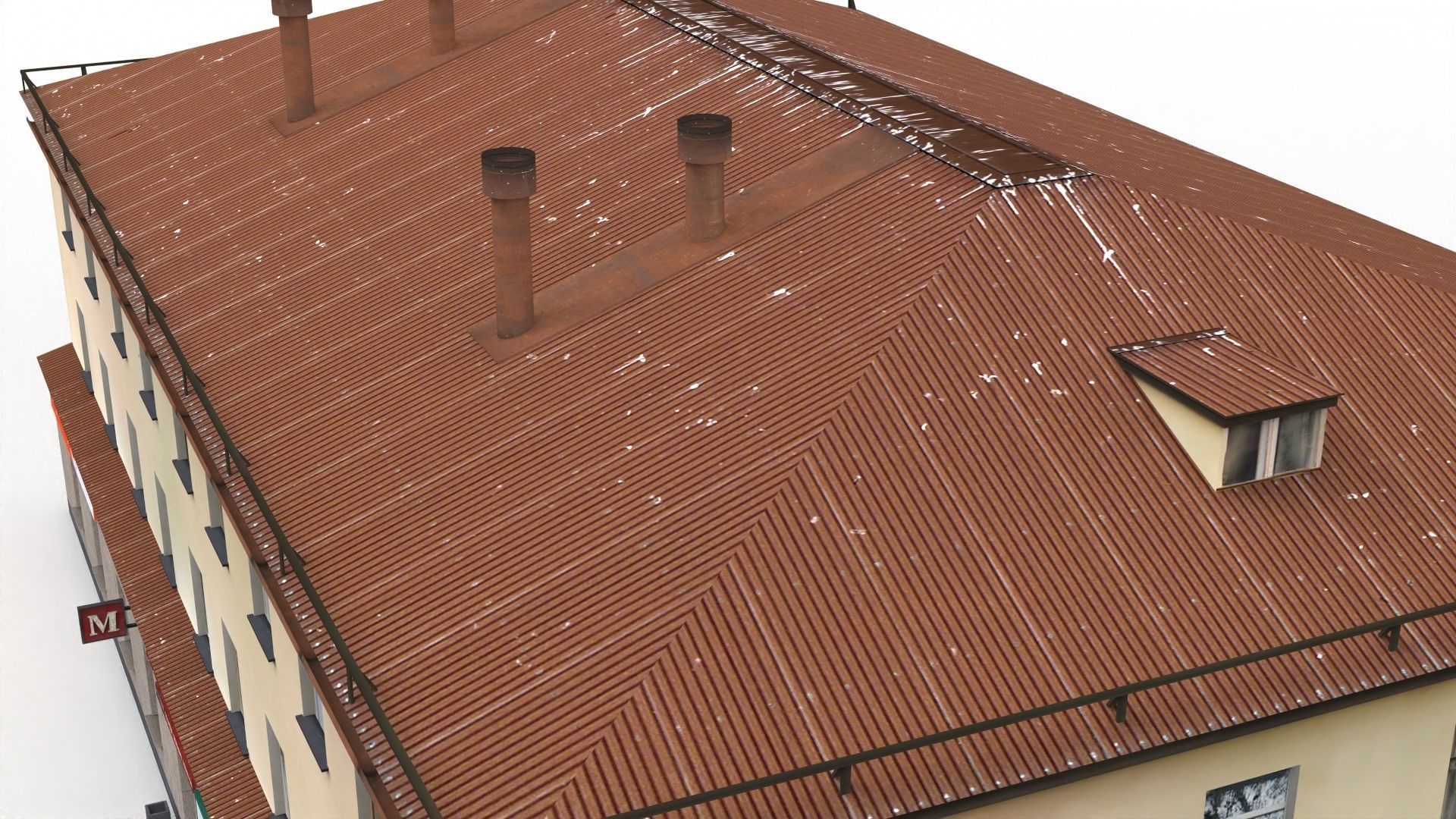 Three Storey House Low-poly 3D model_9