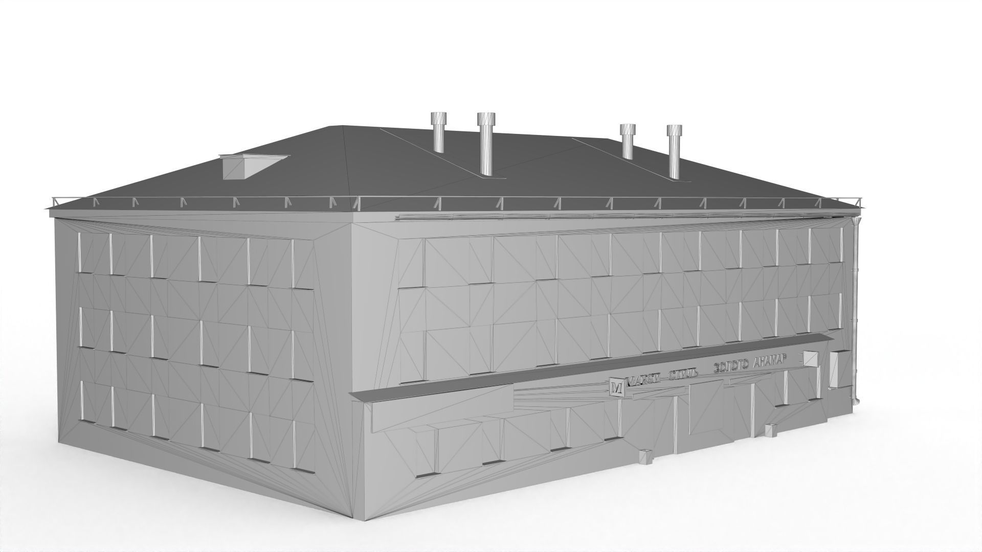 Three Storey House Low-poly 3D model_16