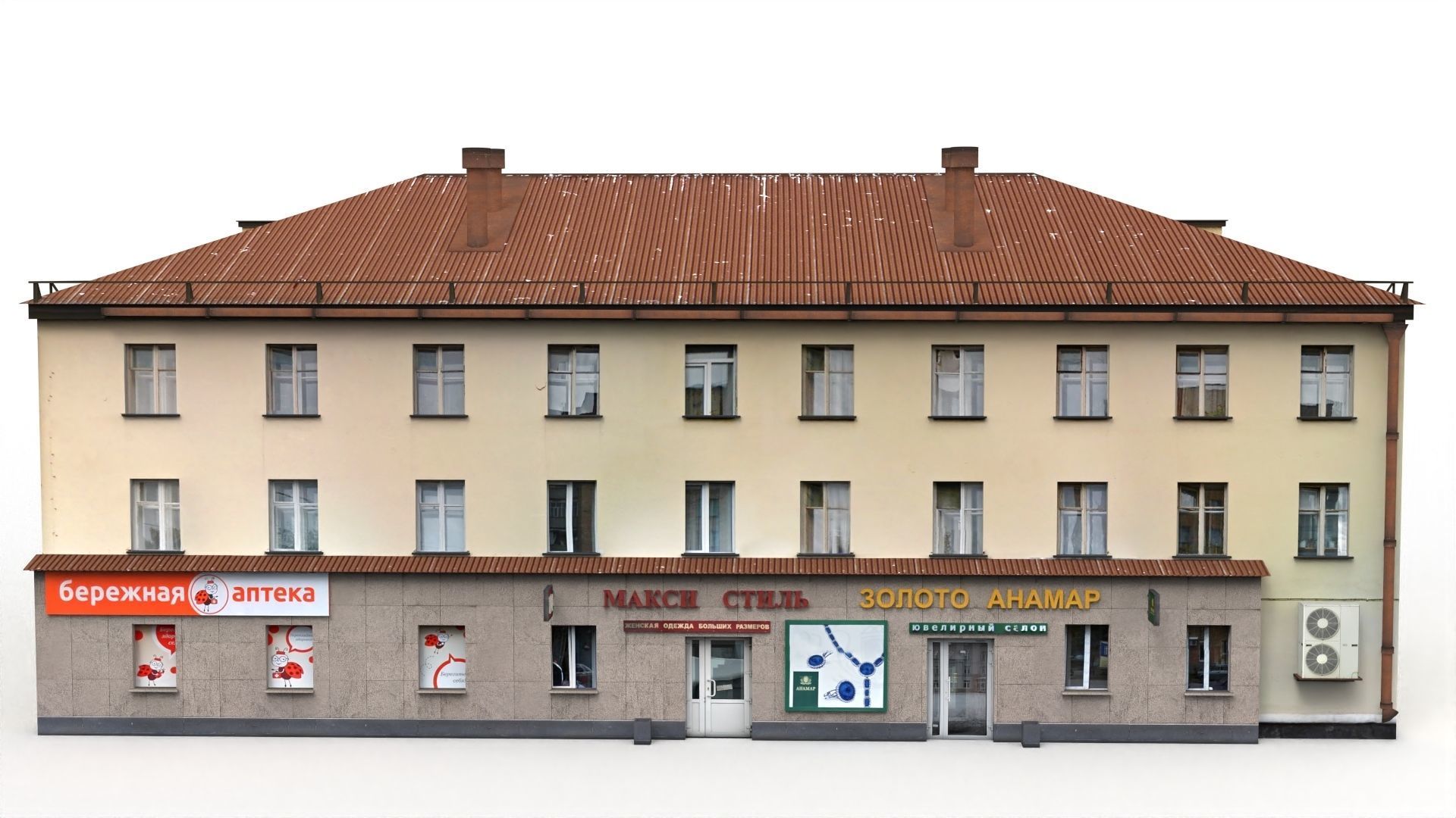 Three Storey House Low-poly 3D model_2