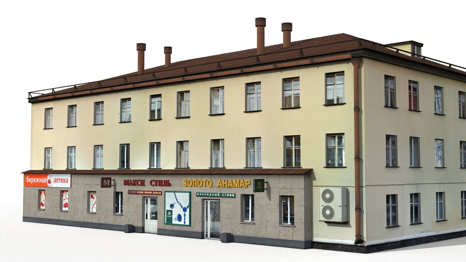 Three Storey House Low-poly 3D model_20