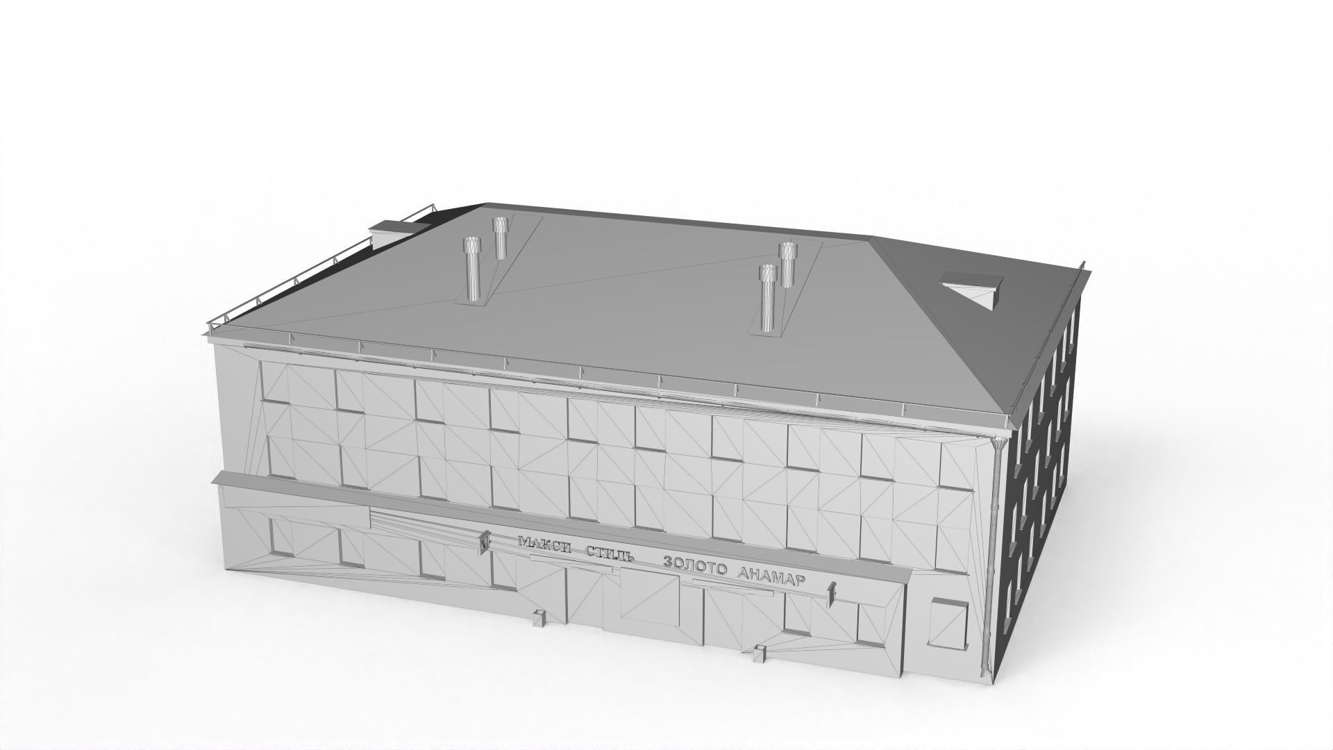 Three Storey House Low-poly 3D model_14