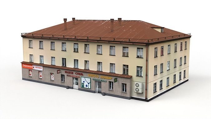 Three Storey House Low-poly 3D model