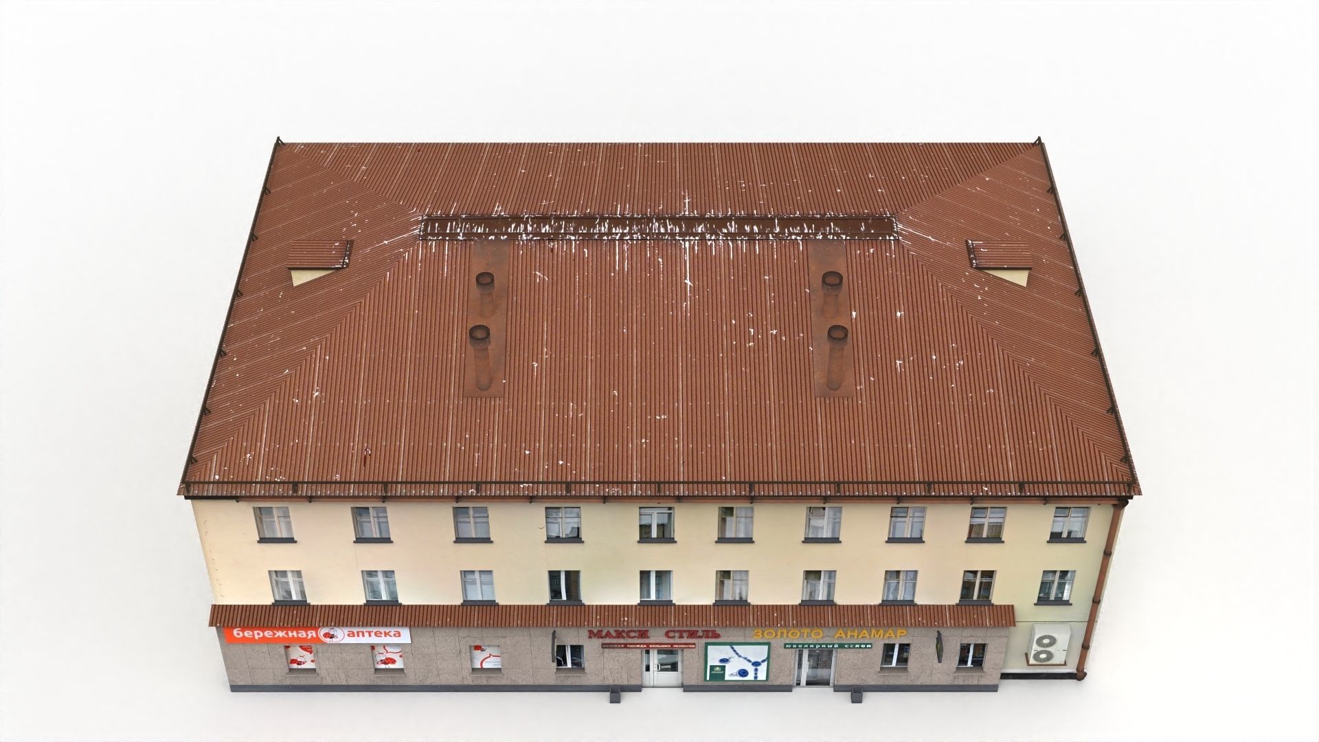 Three Storey House Low-poly 3D model_5