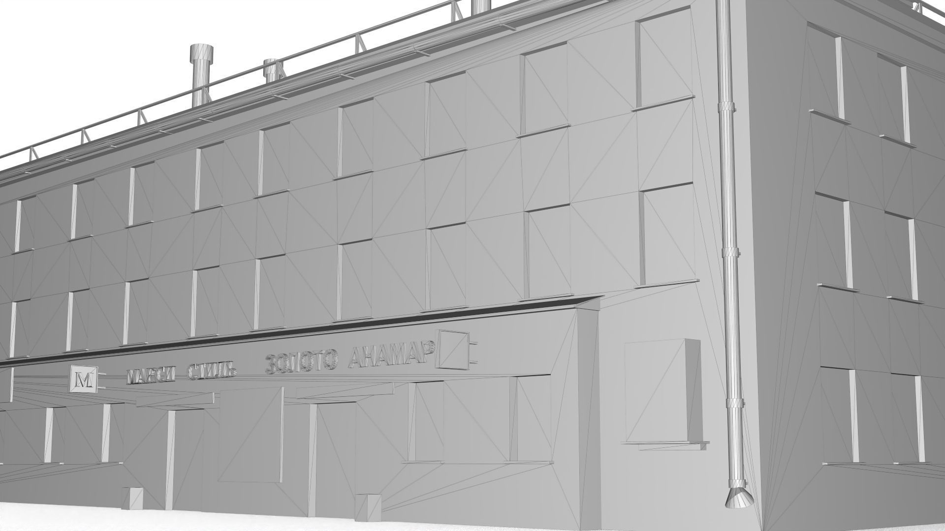 Three Storey House Low-poly 3D model_19