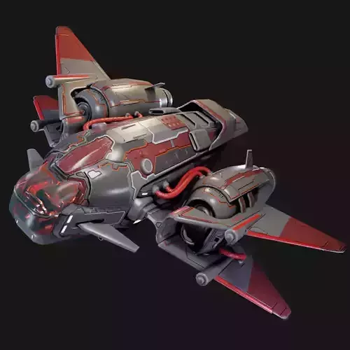 Chibi Space Fighter Low-poly 3D model