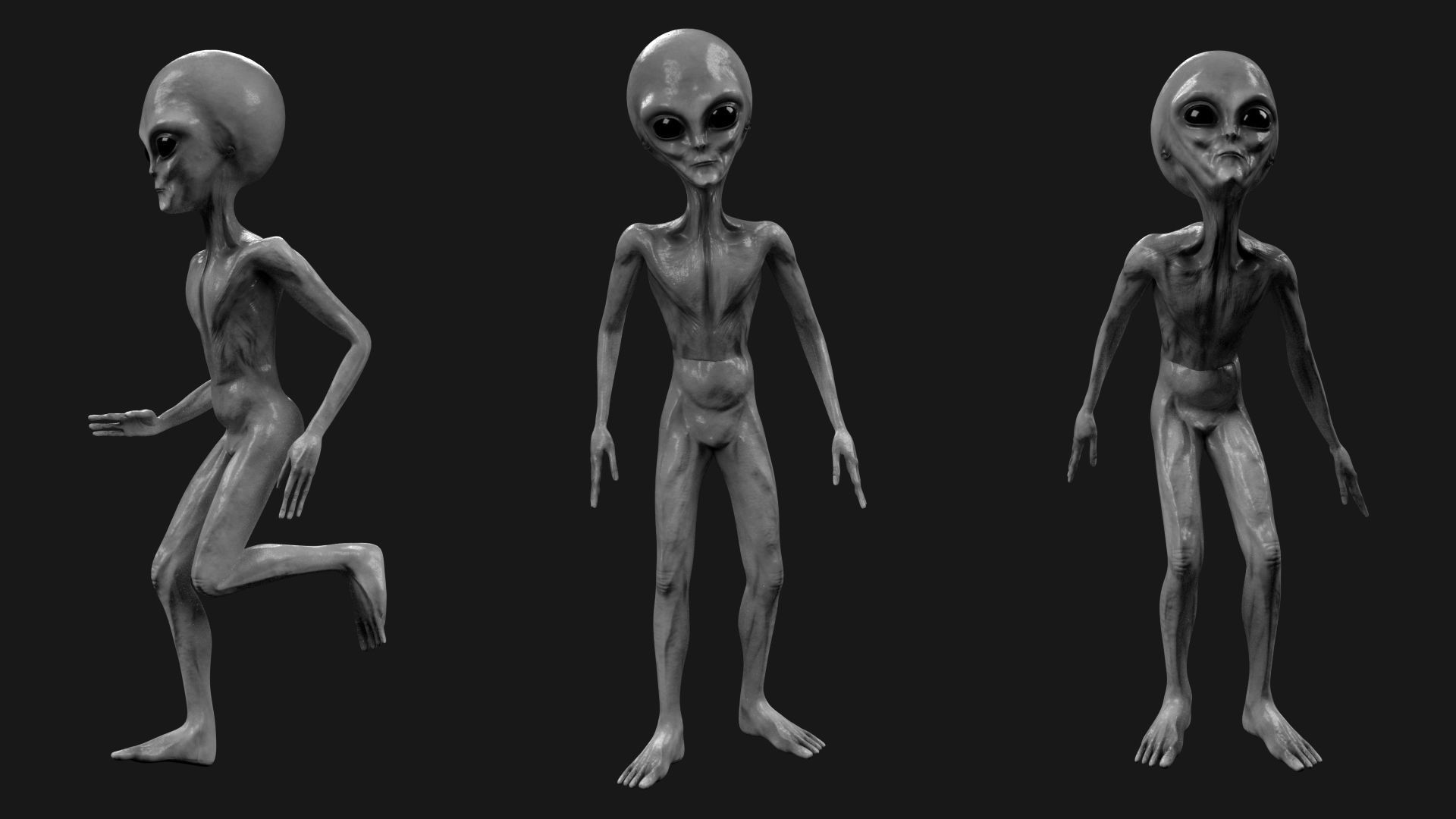 Alien Pbr Low Poly Rigged Low-poly 3D model_1