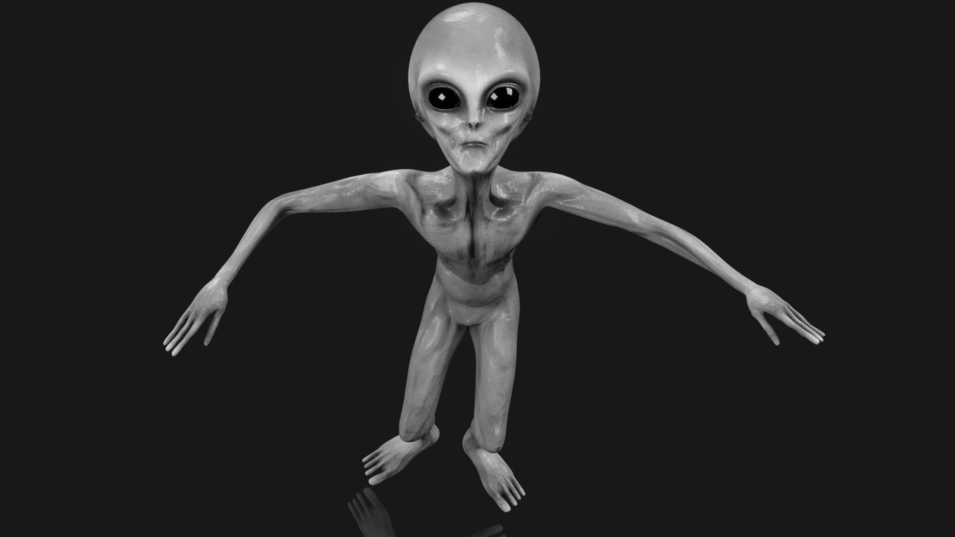 Alien Pbr Low Poly Rigged Low-poly 3D model_3