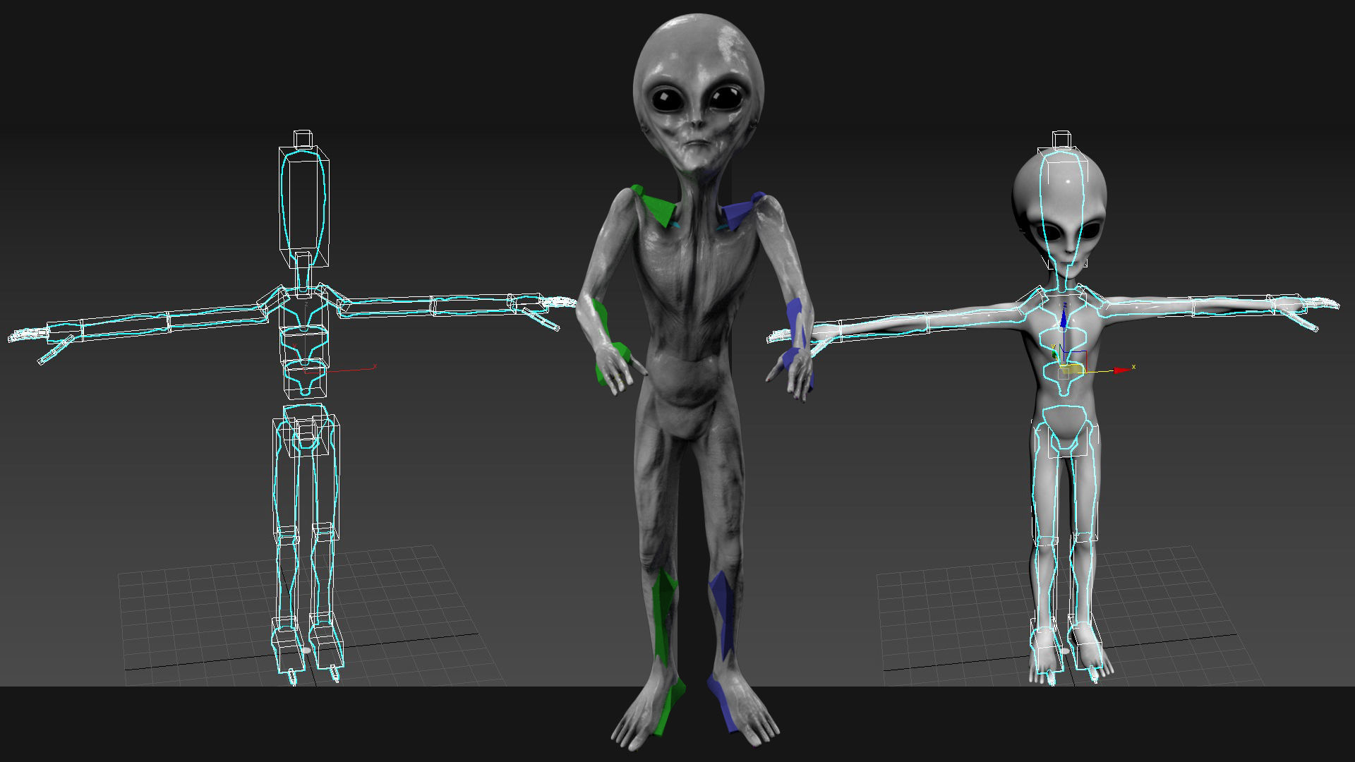 Alien Pbr Low Poly Rigged Low-poly 3D model_4