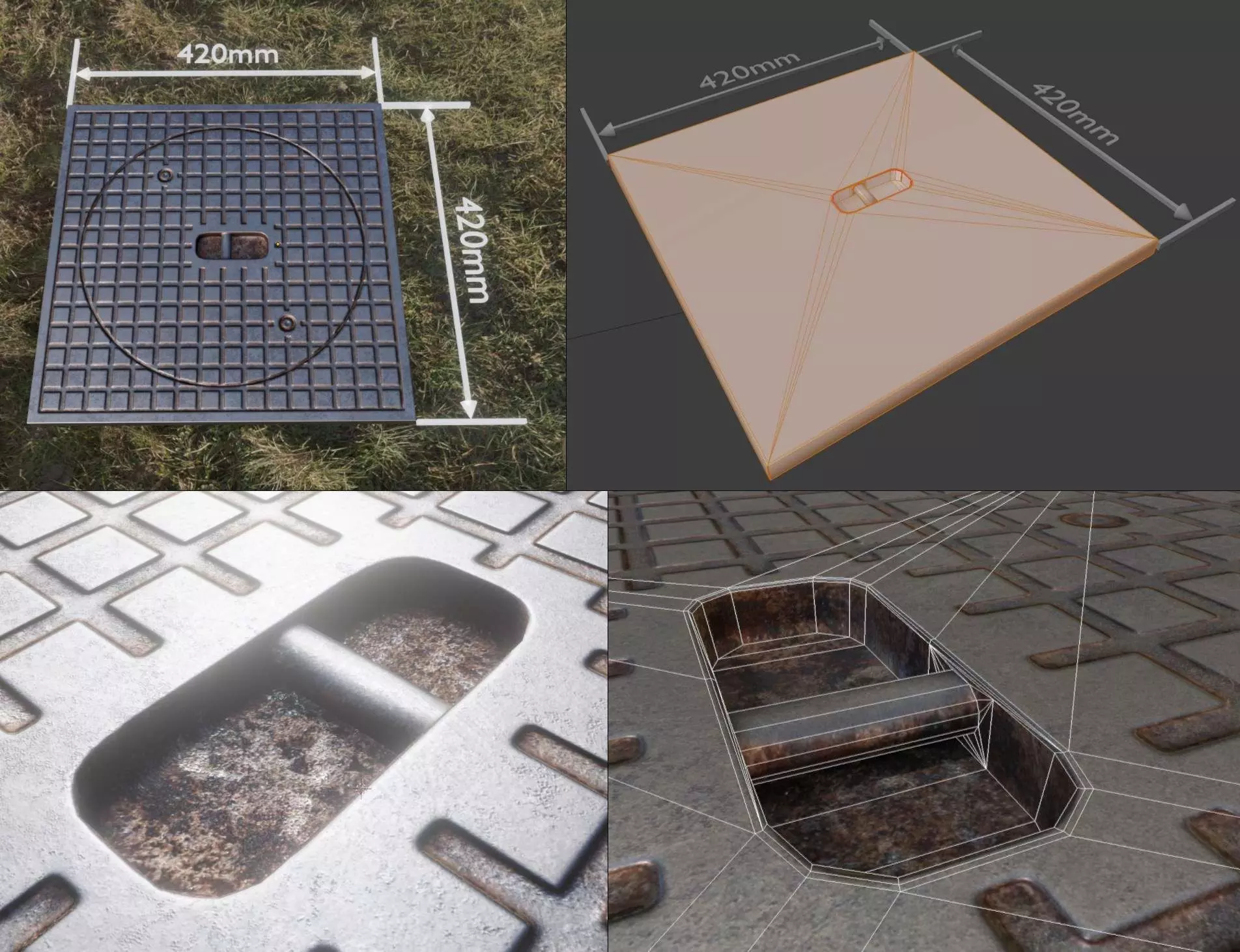 Low-Poly Sewer Cover 5 Low-poly 3D model