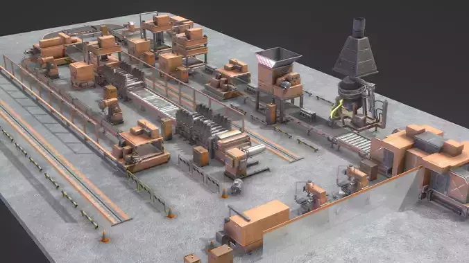 Industrial Factory Equipment Low-poly 3D model