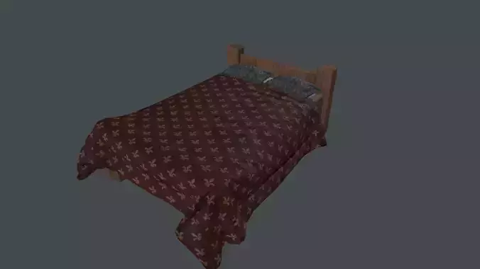 Bed model wooden with blanket