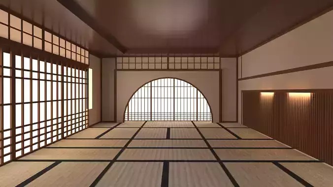 Japanese training dojo 2 Low-poly 3D model