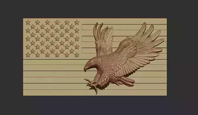 American Flag and Eagle stl model for cnc  Carving 3D print model