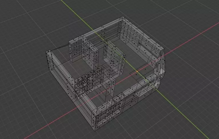 Bunker house with door and windows 3D model_0