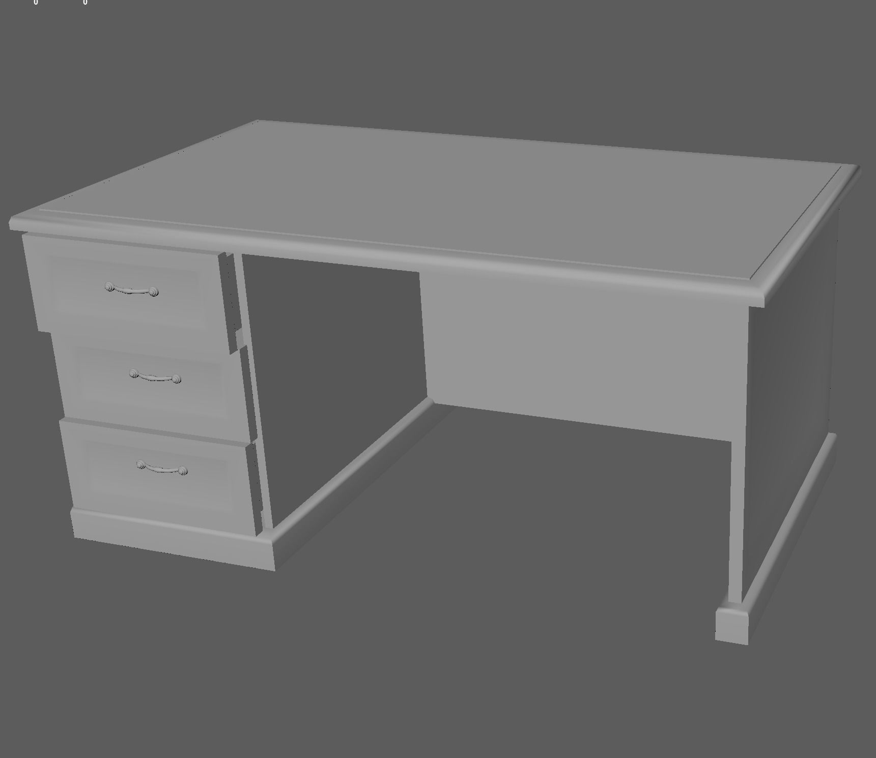 Table desk with drawers Low-poly 3D model_5