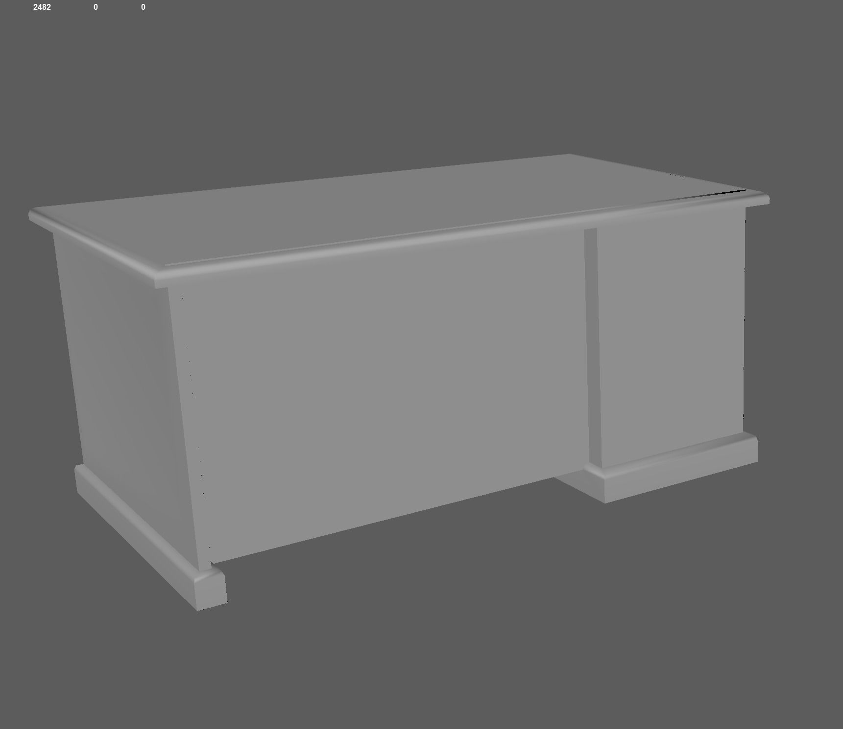 Table desk with drawers Low-poly 3D model_4