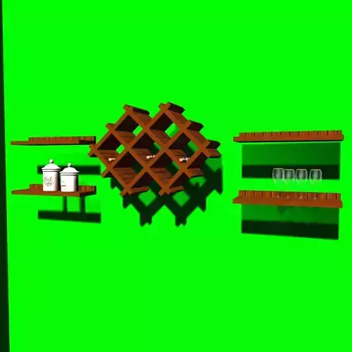 Wine shelf Low-poly 3D model