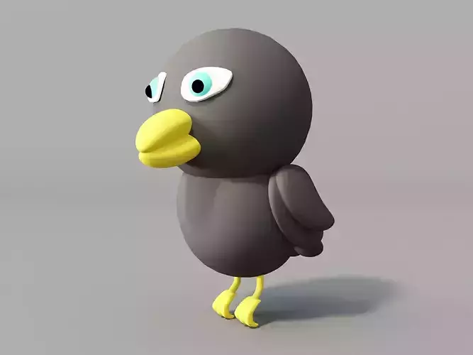 3d crow cartoon bird with big eyes