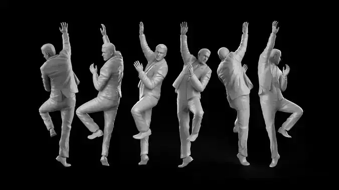 Sculpture man in suit dancing