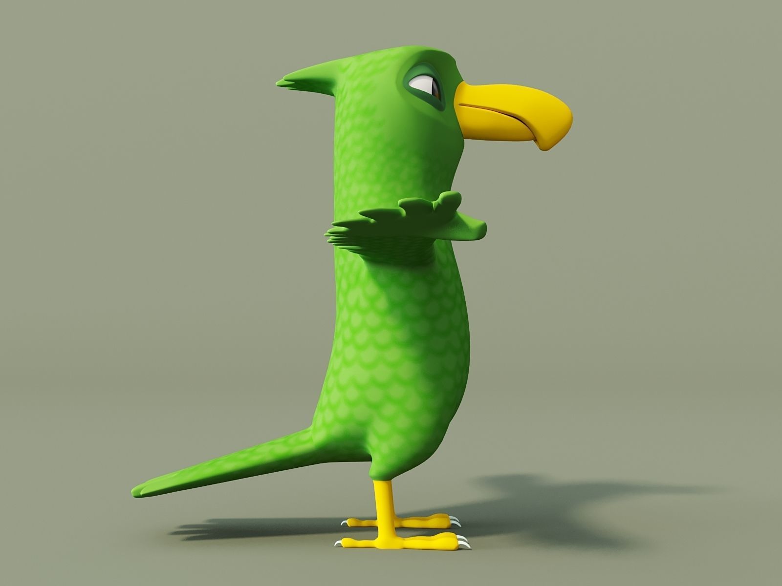 Parrot with wings spread out 3D model_4