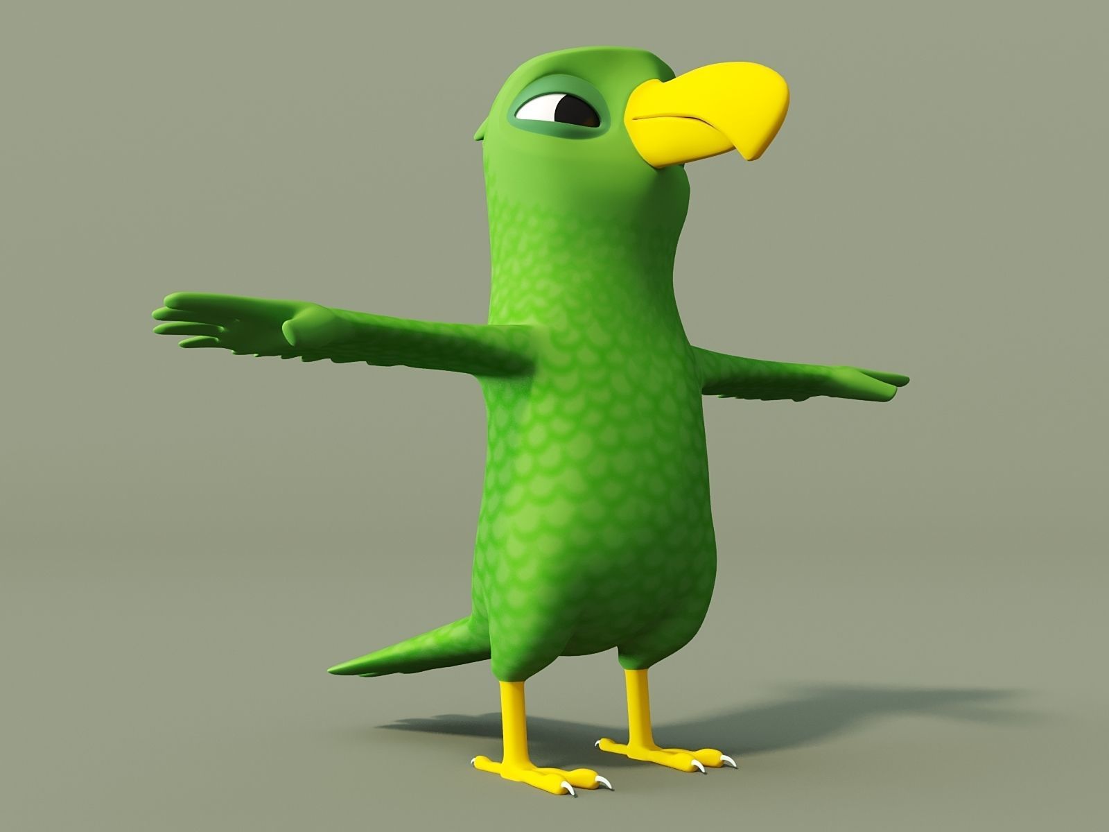 Parrot with wings spread out 3D model_5