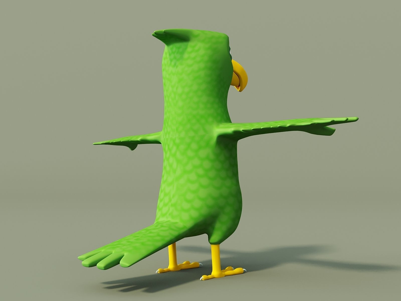 Parrot with wings spread out 3D model_3