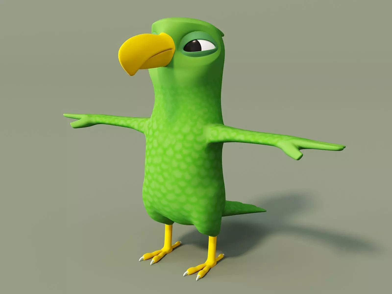 Parrot with wings spread out 3D model_0