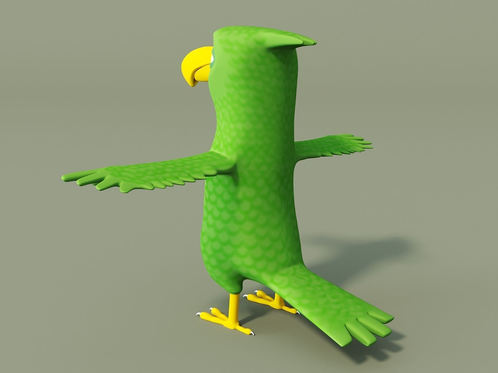 Parrot with wings spread out 3D model_2