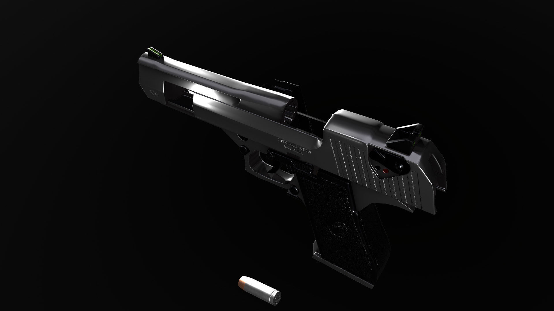 Desert Eagle and Bullet Low-poly 3D model_8