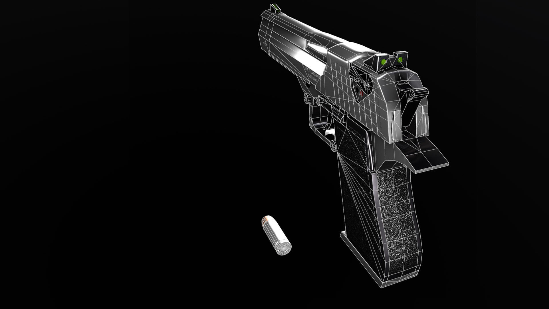 Desert Eagle and Bullet Low-poly 3D model_3
