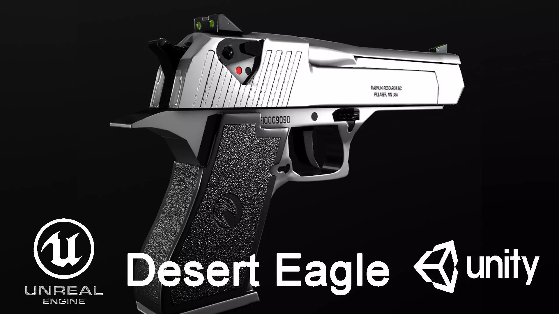 Desert Eagle and Bullet Low-poly 3D model_0