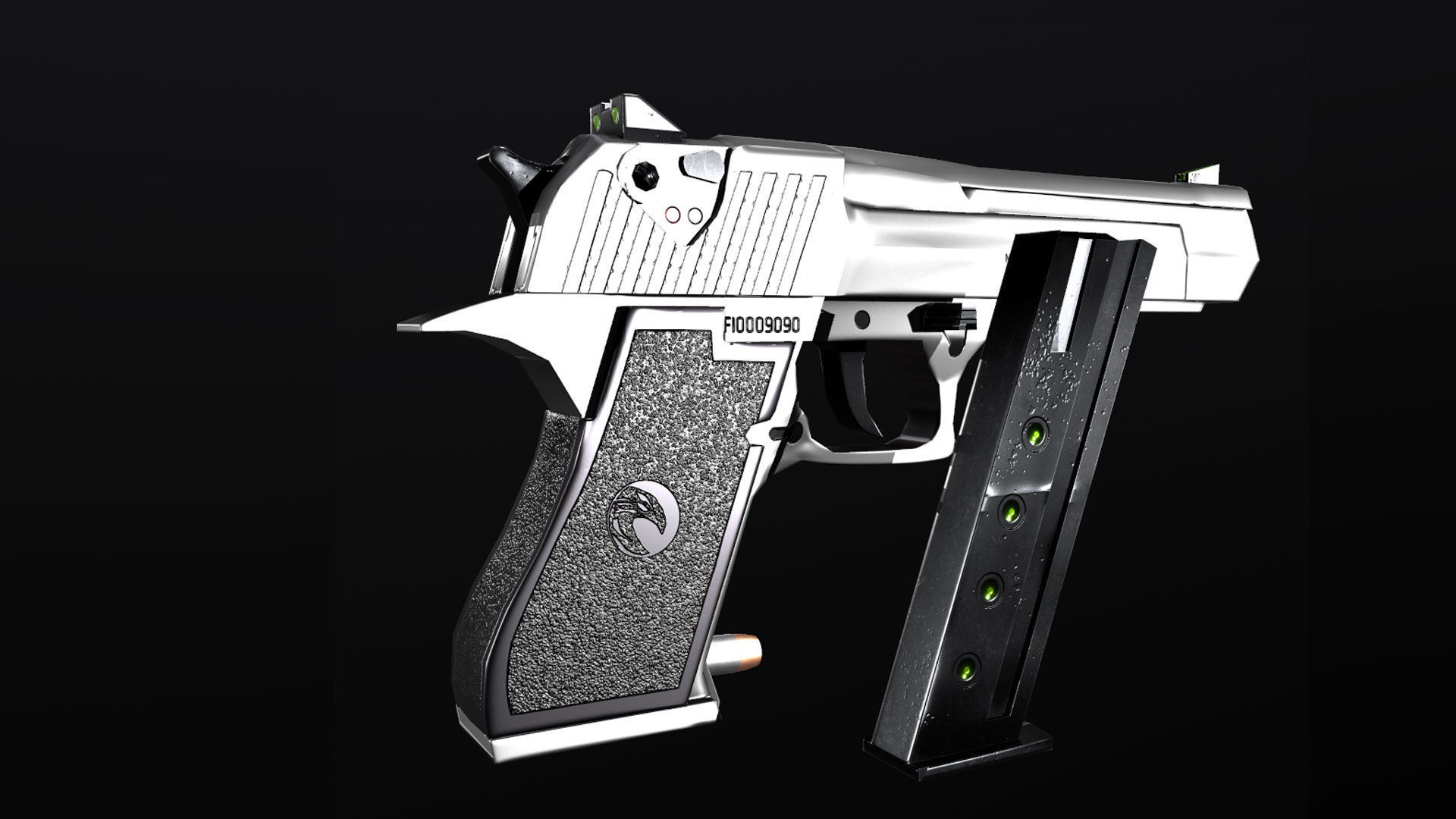 Desert Eagle and Bullet Low-poly 3D model_9