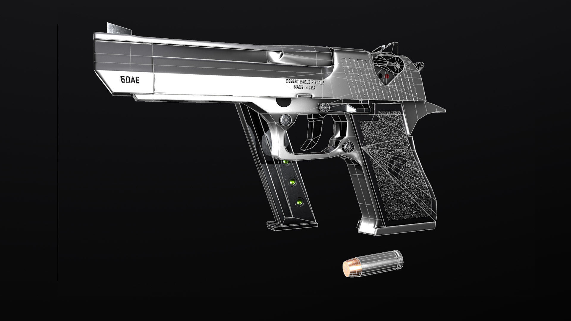 Desert Eagle and Bullet Low-poly 3D model_12