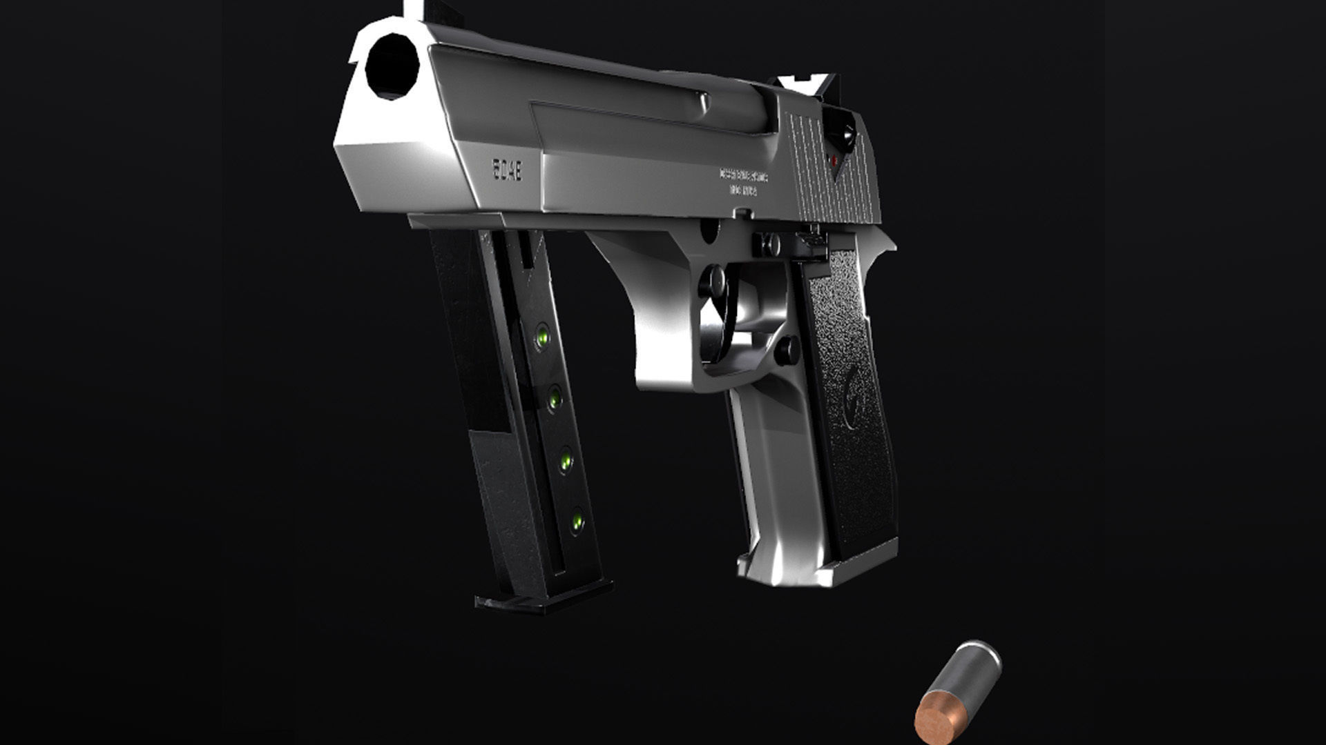 Desert Eagle and Bullet Low-poly 3D model_2