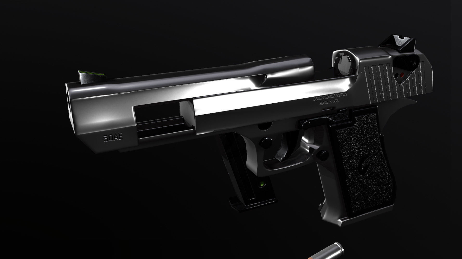 Desert Eagle and Bullet Low-poly 3D model_7