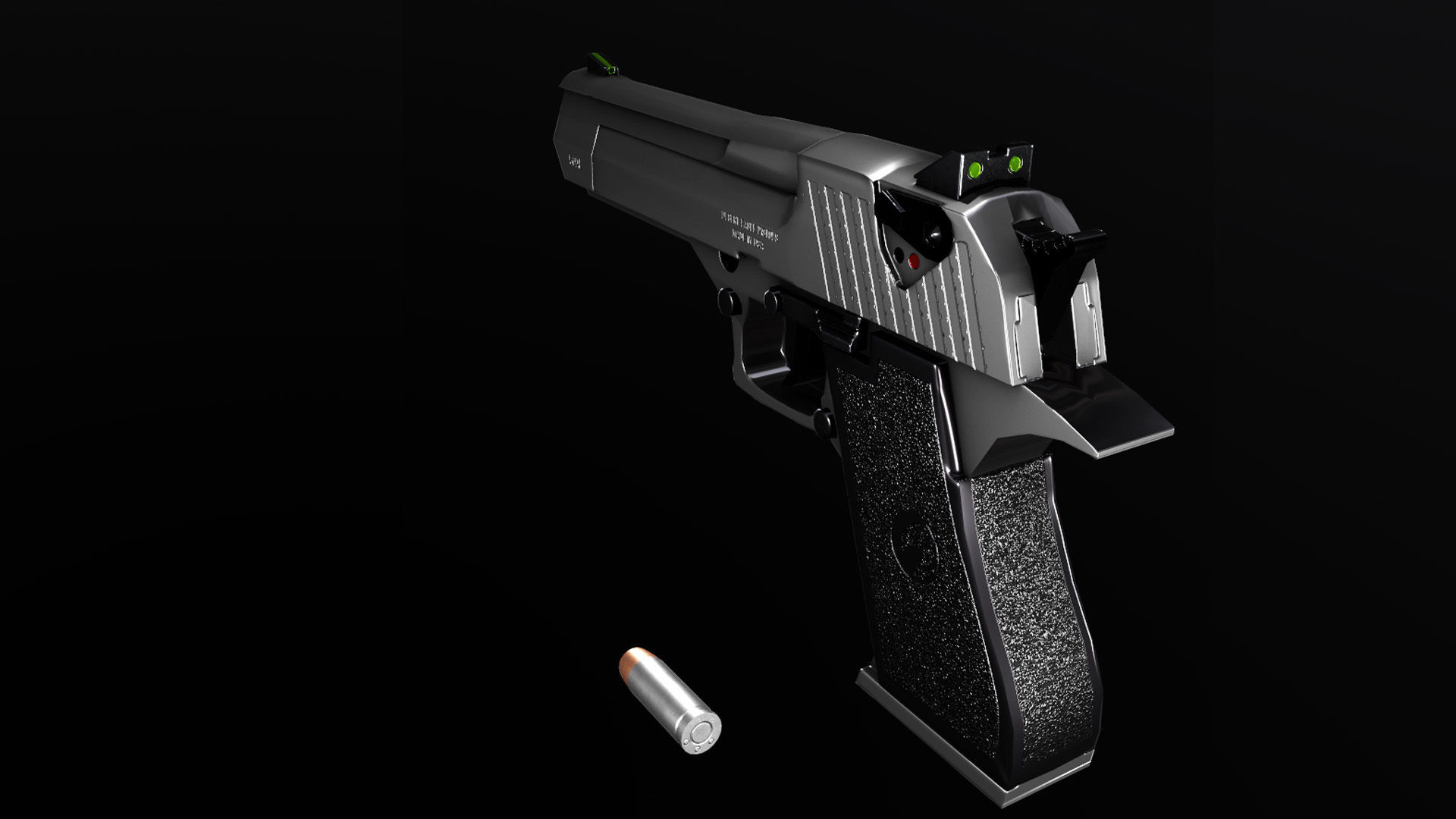 Desert Eagle and Bullet Low-poly 3D model_5